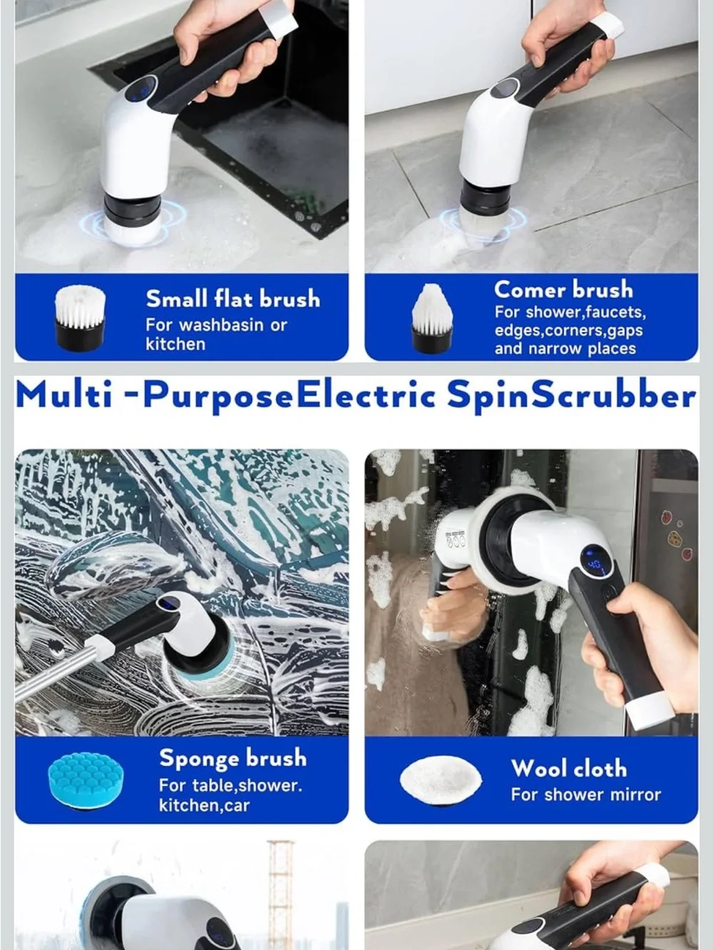 ANS-8051A White 3-in-1 Electric Cleaning Brush